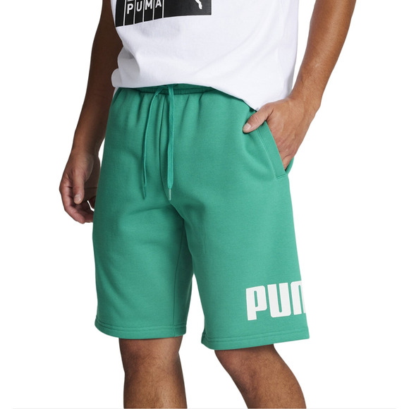Puma Men Regular-Fit Big Logo-Print Fleece 10" Shorts Sparking Green Size XXL - Picture 1 of 3